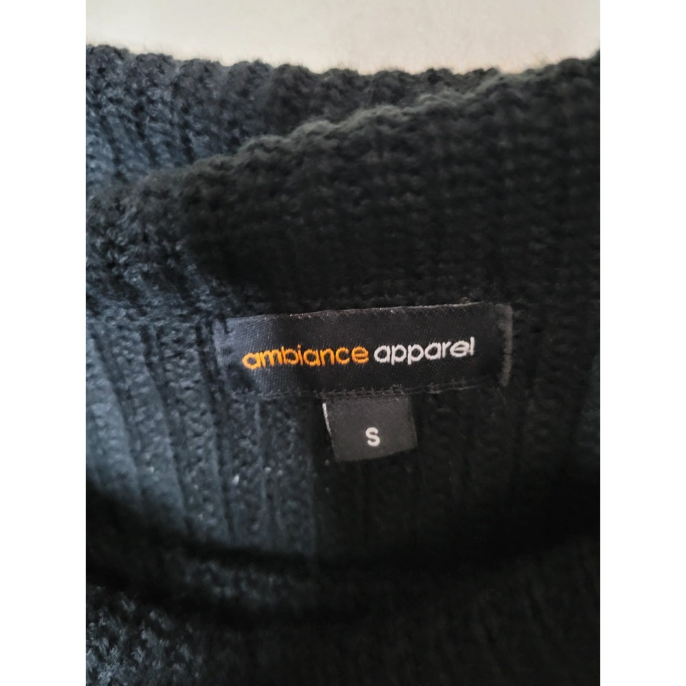 Ambiance‎ Apparel 100% Acrylic Black Sweater Folded Wide Neck Long Sleeve Sz S - Picture 3 of 16